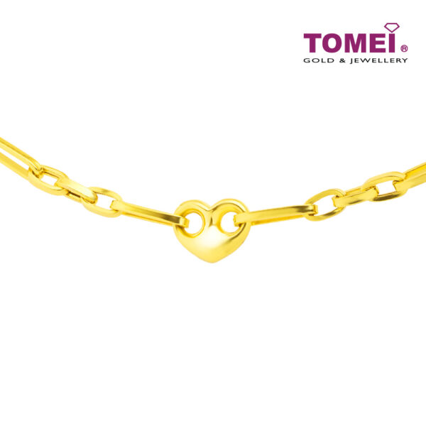 TOMEI Lusso Italia Link Chain Heart Bracelet, Yellow Gold 916