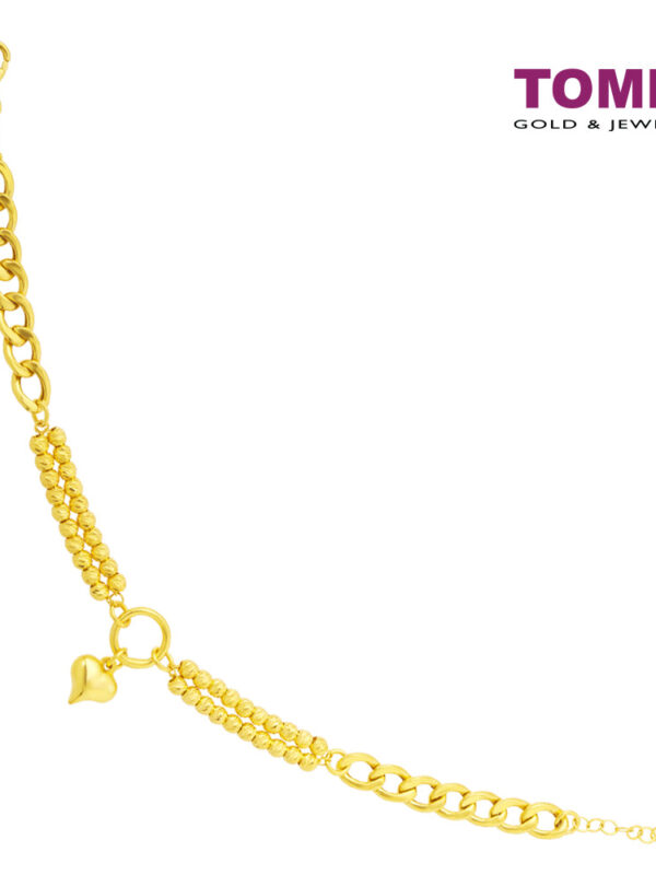 TOMEI Lusso Italia Dual-Tier Beads and Heart Bracelet, Yellow Gold 916