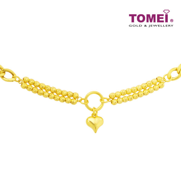 TOMEI Lusso Italia Dual-Tier Beads and Heart Bracelet, Yellow Gold 916