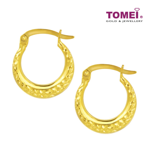 TOMEI Lusso Italia Laser Hoop Earrings, Yellow Gold 916