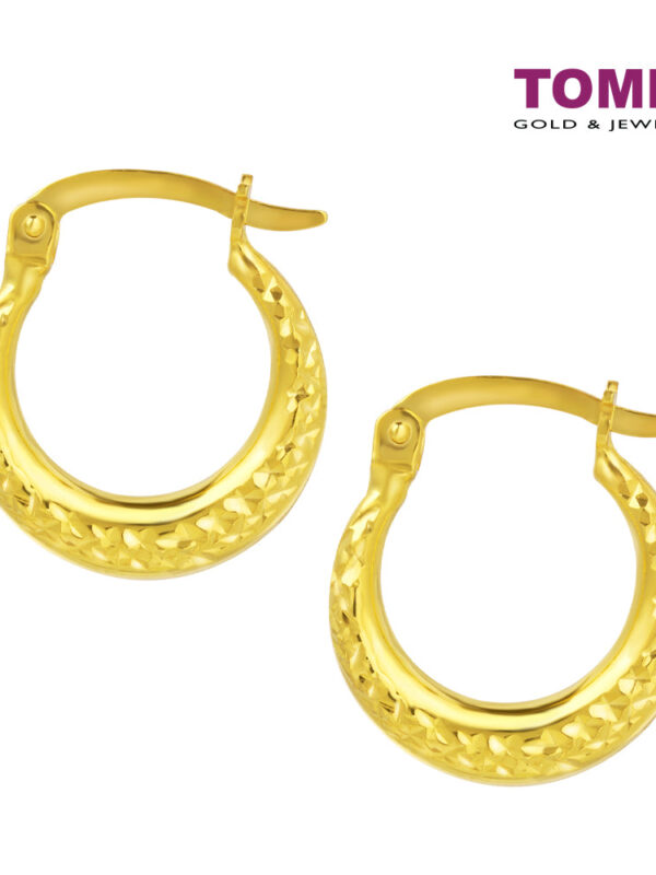 TOMEI Lusso Italia Laser Hoop Earrings, Yellow Gold 916