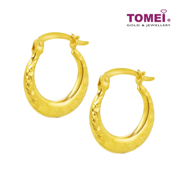 TOMEI Lusso Italia Laser Hoop Earrings, Yellow Gold 916