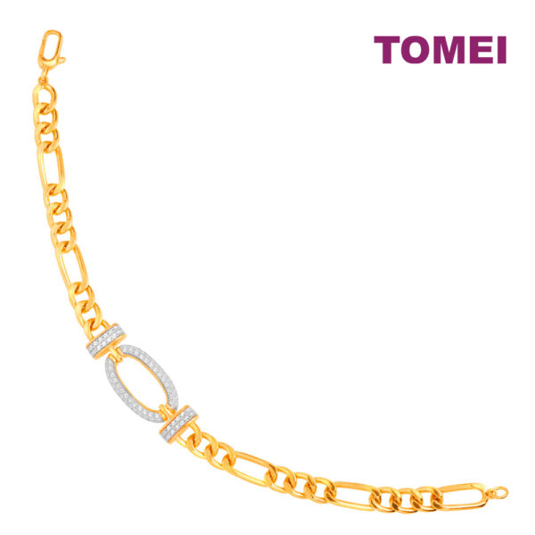 TOMEI Diamond Cut Collection Oval Bracelet, Yellow Gold 916