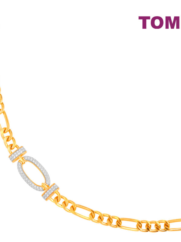 TOMEI Diamond Cut Collection Oval Bracelet, Yellow Gold 916