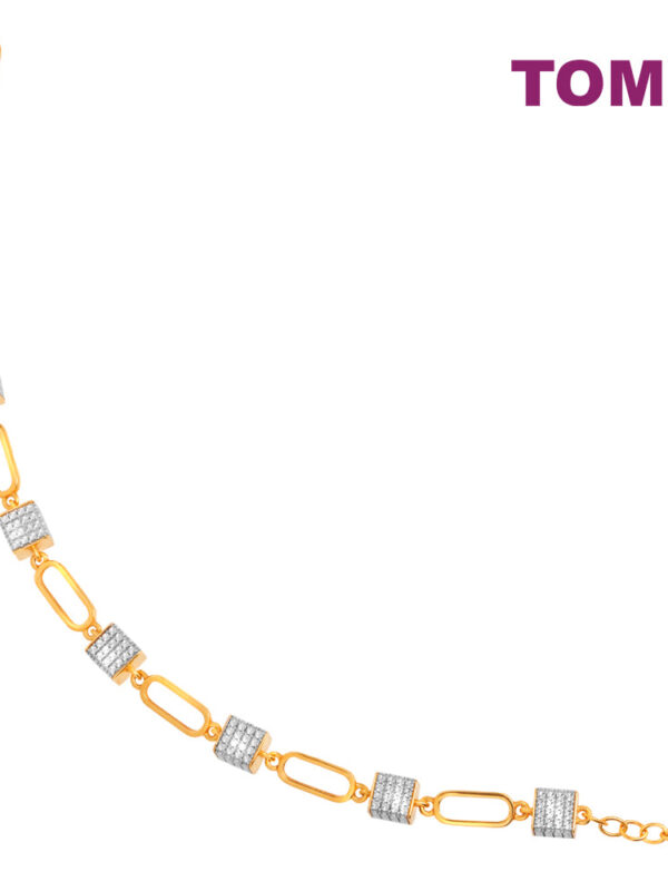 TOMEI Diamond Cut Collection Stylish Cube Bracelet, Yellow Gold 916