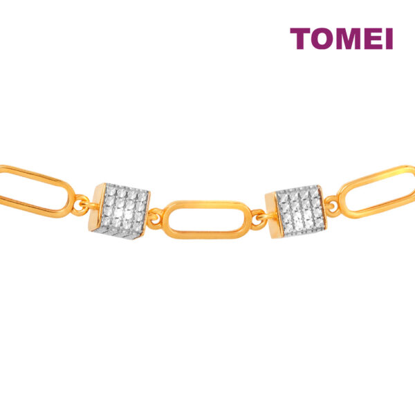 TOMEI Diamond Cut Collection Stylish Cube Bracelet, Yellow Gold 916