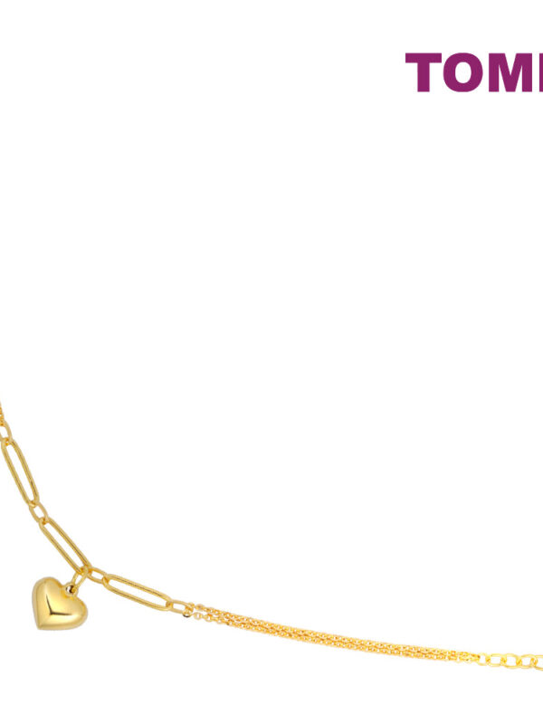 TOMEI Heart Charm Bracelet, Yellow Gold 916
