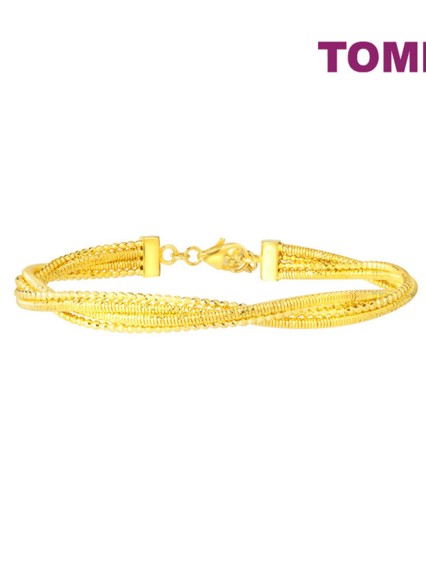 TOMEI Lusso Italia Triple Strands Twisted Bangle, Yellow Gold 916