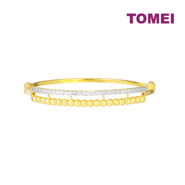 TOMEI Dual-Tone Bead Bangle, Yellow Gold 916