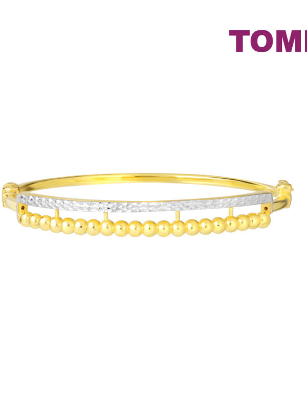 TOMEI Dual-Tone Bead Bangle, Yellow Gold 916