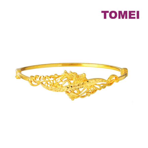TOMEI Dragon & Phoenix Harmony Bangle, Yellow Gold 916