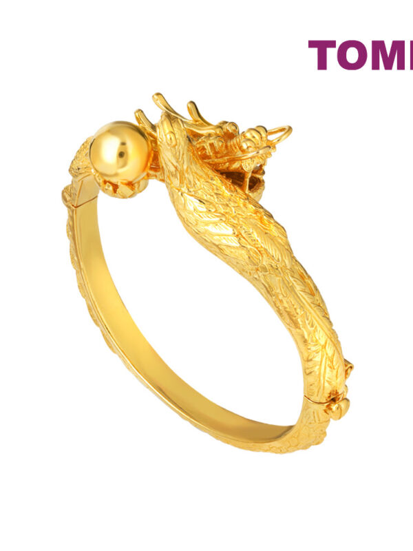TOMEI Dragon & Phoenix Saga Bangle, Yellow Gold 916
