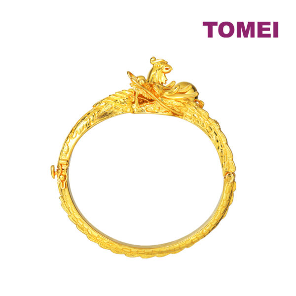 TOMEI Dragon & Phoenix Saga Bangle, Yellow Gold 916