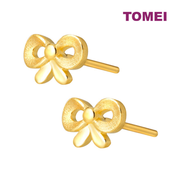TOMEI Bow Tie Earrings, Yellow Gold 999