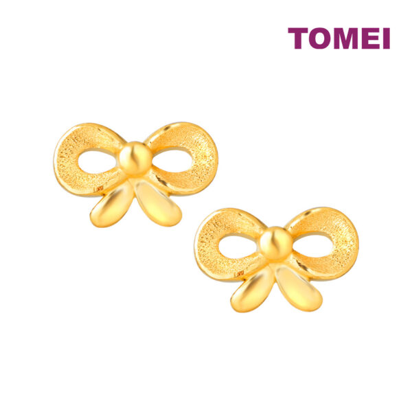 TOMEI Bow Tie Earrings, Yellow Gold 999