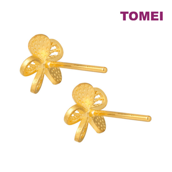 TOMEI Five Petals Flower Earrings, Yellow Gold 999