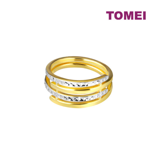 TOMEI Dual-Tone Layer Ring, Yellow Gold 916