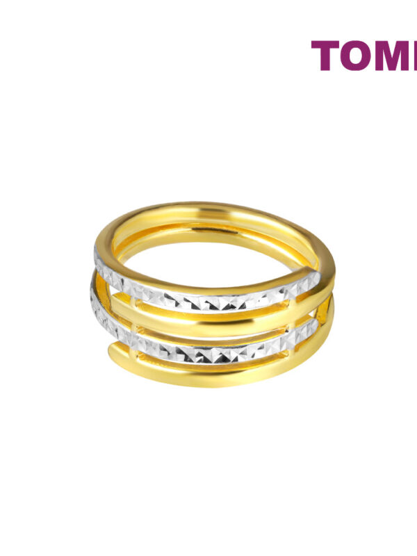 TOMEI Dual-Tone Layer Ring, Yellow Gold 916