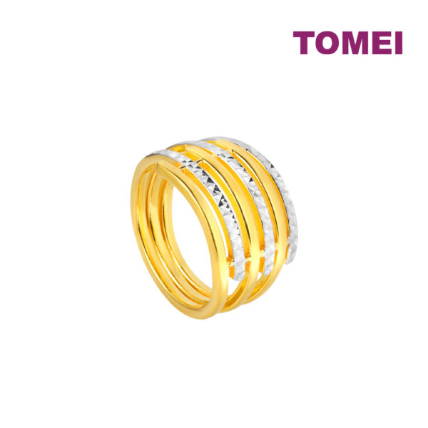 TOMEI Dual-Tone Multi-Layer Ring, Yellow Gold 916