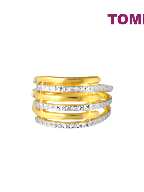 TOMEI Dual-Tone Multi-Layer Ring, Yellow Gold 916