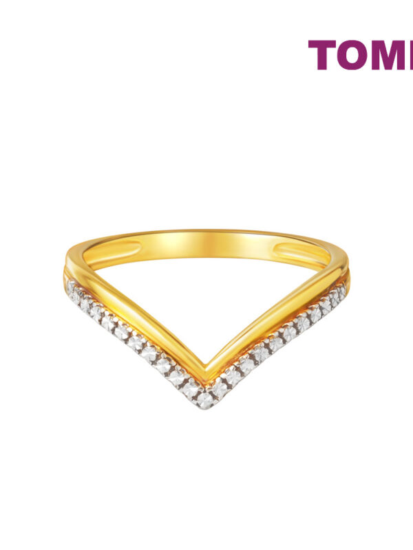 TOMEI Diamond Cut Collection V Trending Ring, Yellow Gold 916