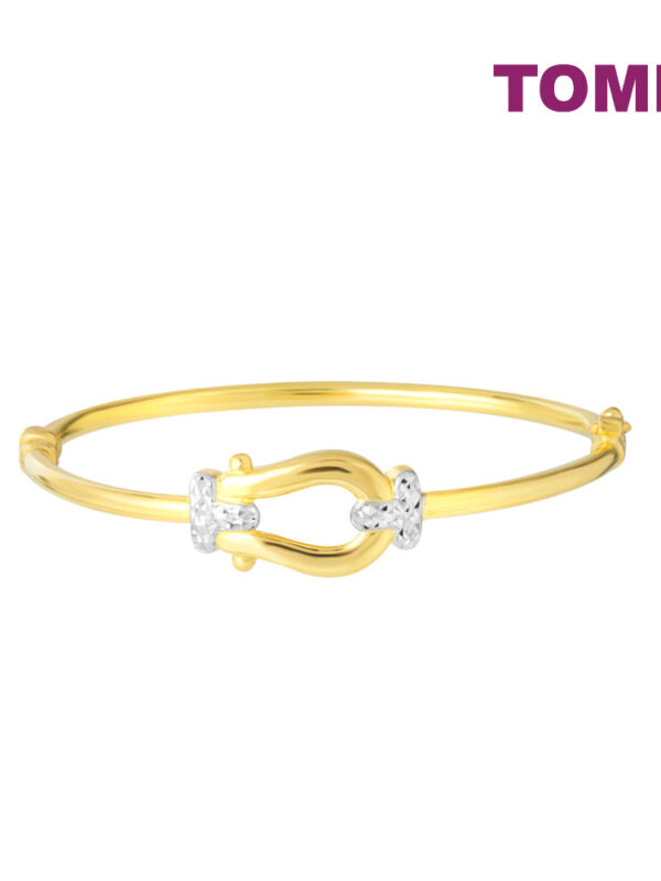TOMEI Dual-Tone Buckle Bangle, Yellow Gold 916