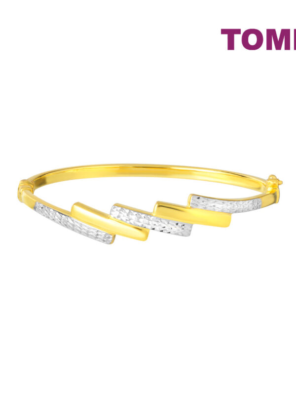 TOMEI Dual-Tone Slash Bangle, Yellow Gold 916