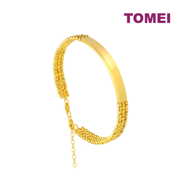 TOMEI Lusso Italia Bar & Beads Bangle, Yellow Gold 916