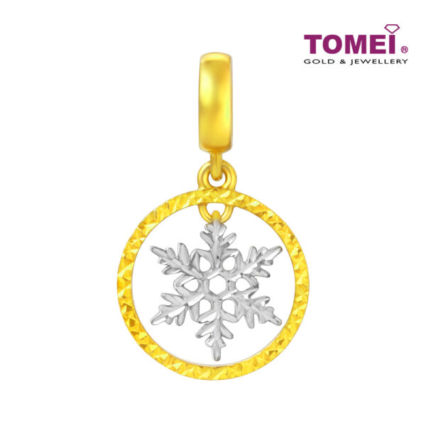 TOMEI Dual-Tone Snow Flake Charm, Yellow Gold 916