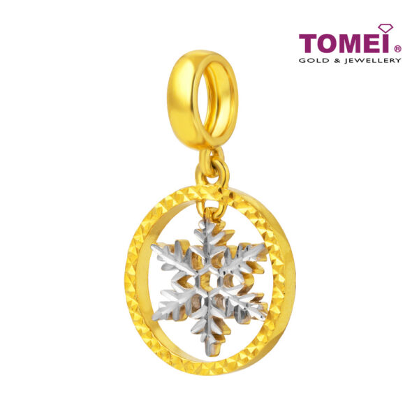 TOMEI Dual-Tone Snow Flake Charm, Yellow Gold 916