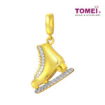 TOMEI Dual-Tone Ice Skate Shoe Charm, Yellow Gold 916