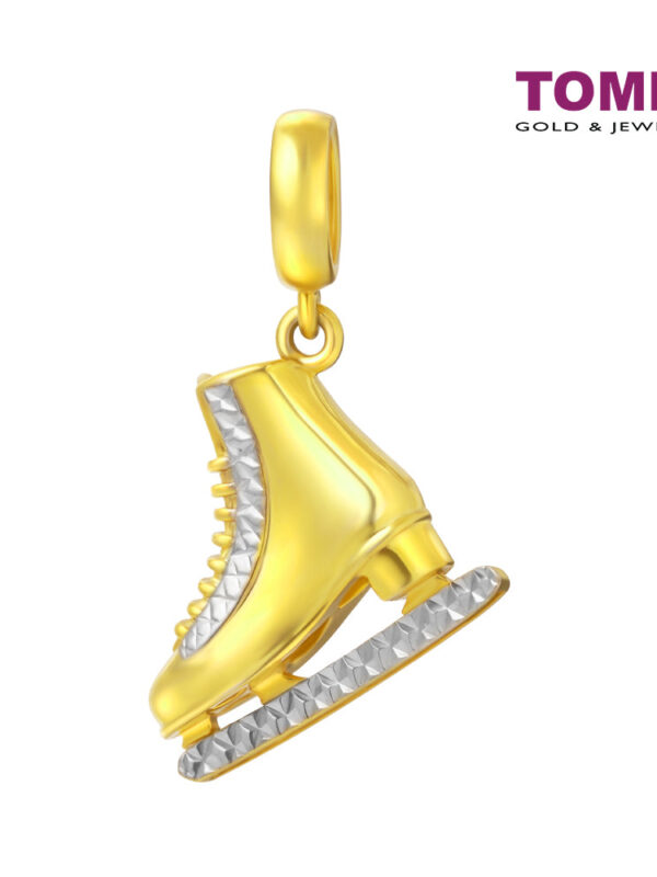 TOMEI Dual-Tone Ice Skate Shoe Charm, Yellow Gold 916