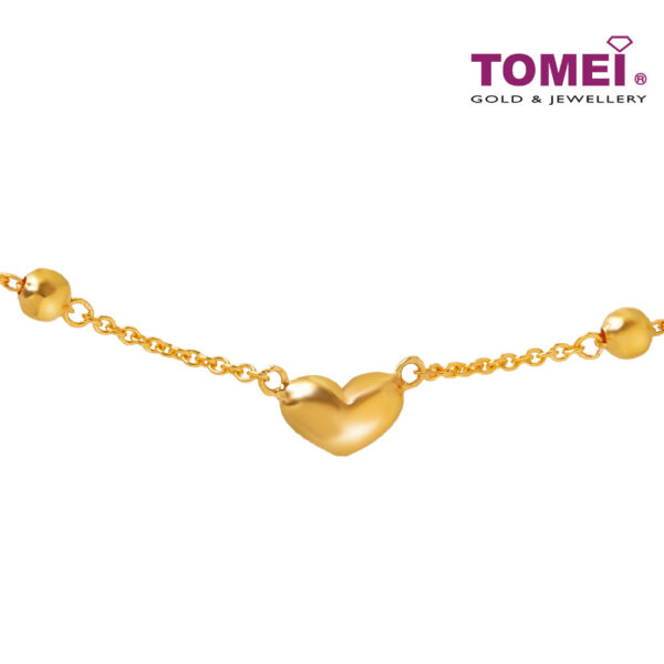 TOMEI Bead and Love Charm Bracelet, Yellow Gold 916