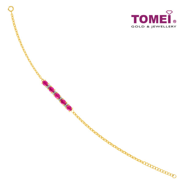 TOMEI Gemstones with Diamond Bracelet, Yellow Gold 375
