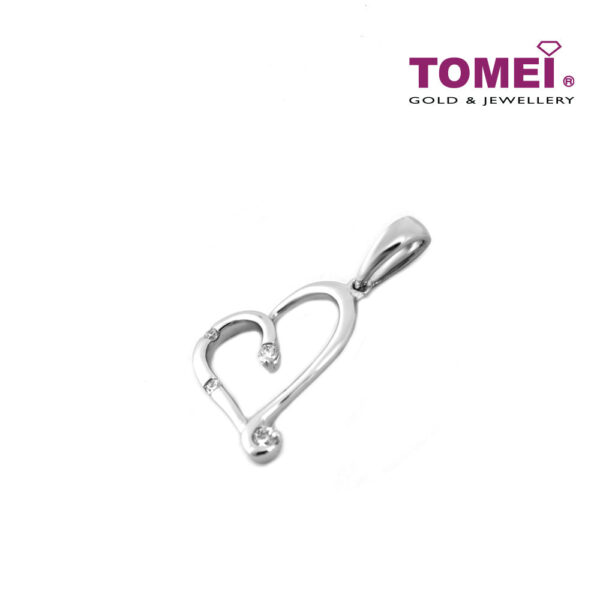 TOMEI Luminously Resplendent Heart Pendant and Chain set, White Gold 585 (P4071)