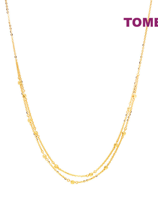 TOMEI Double Strands Laser Balls Necklace, Yellow Gold 916