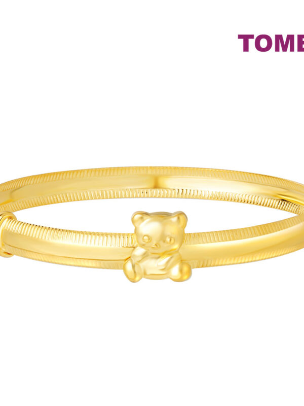 TOMEI Kids Leisurely Bear Bangle, Yellow Gold 916