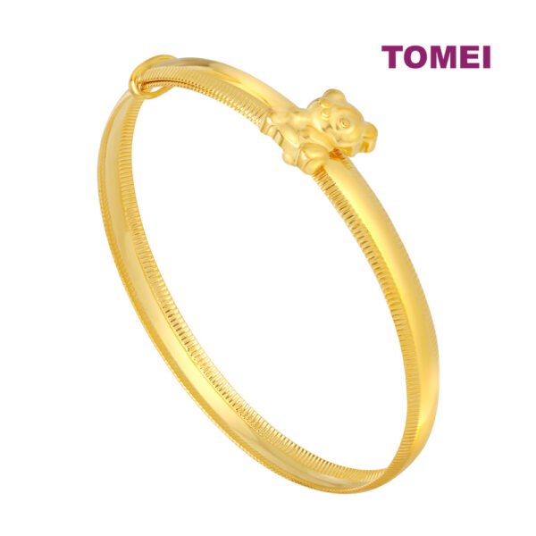 TOMEI Kids Leisurely Bear Bangle, Yellow Gold 916