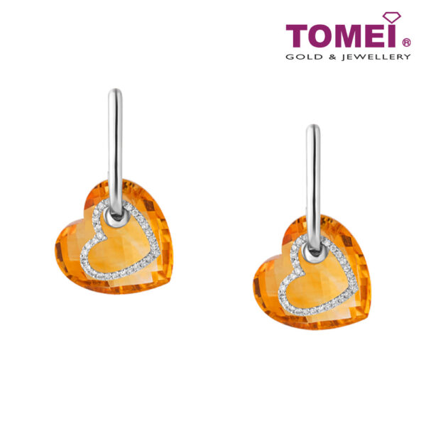 TOMEI Citrine Diamond Earrings, White Gold 750 (E5608CT)