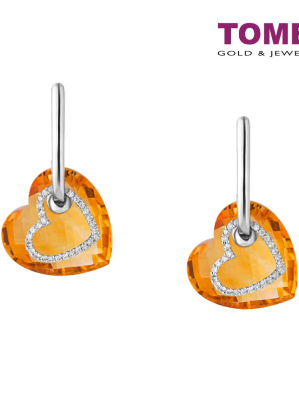 TOMEI Citrine Diamond Earrings, White Gold 750 (E5608CT)