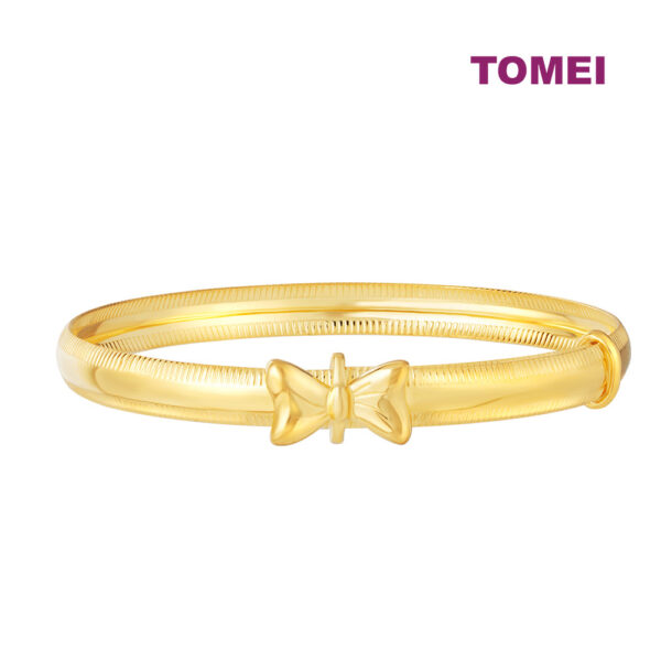 TOMEI Kids Bow Tie Bangle, Yellow Gold 916