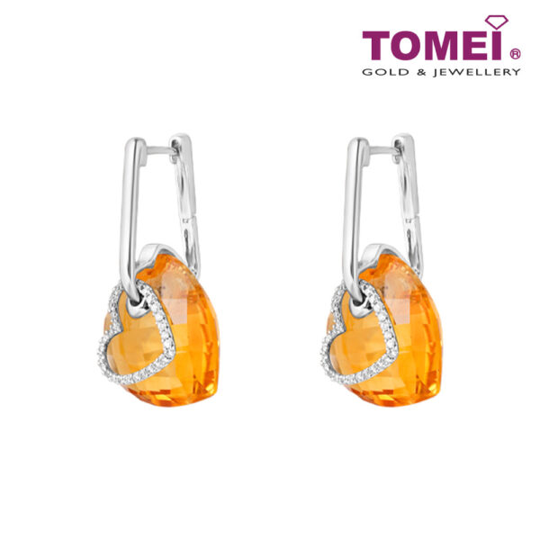 TOMEI Citrine Diamond Earrings, White Gold 750 (E5608CT)