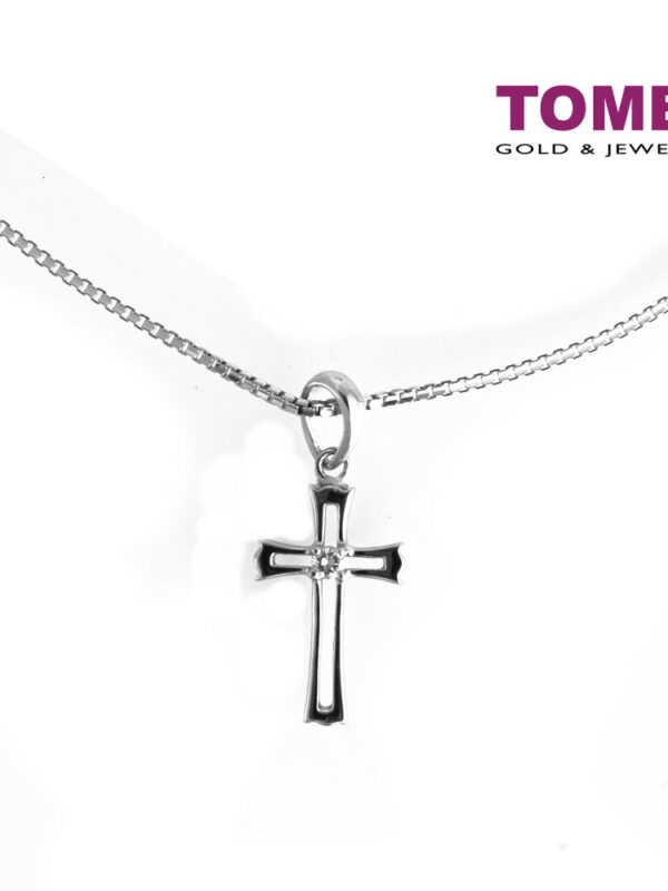 TOMEI Hope and Faith Pendant Set, White Gold 585 (P2796)