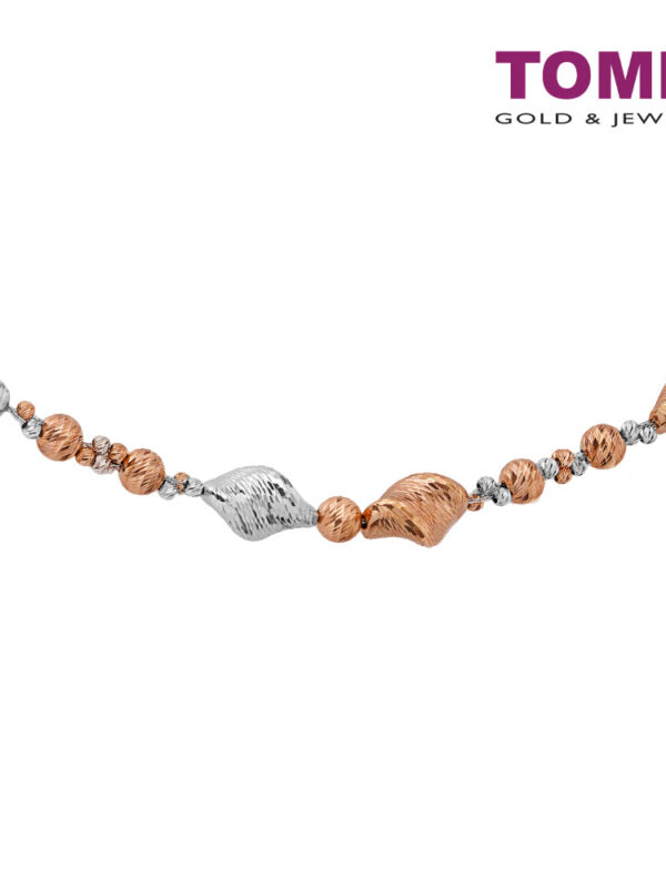 TOMEI Dual-Tone Glittering Shells Bracelet, White+Rose Gold 585