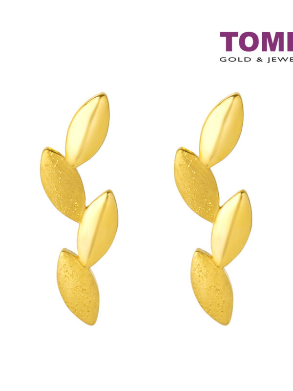 TOMEI Leaf Earrings, Yellow Gold 916