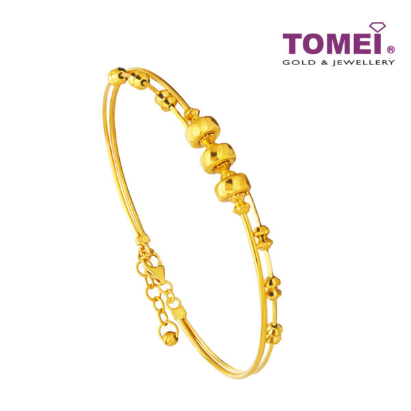 TOMEI Beads Bangle, Yellow Gold 916