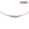 TOMEI Dual-Tone Sparkling Balls Bracelet, White+Rose Gold 585