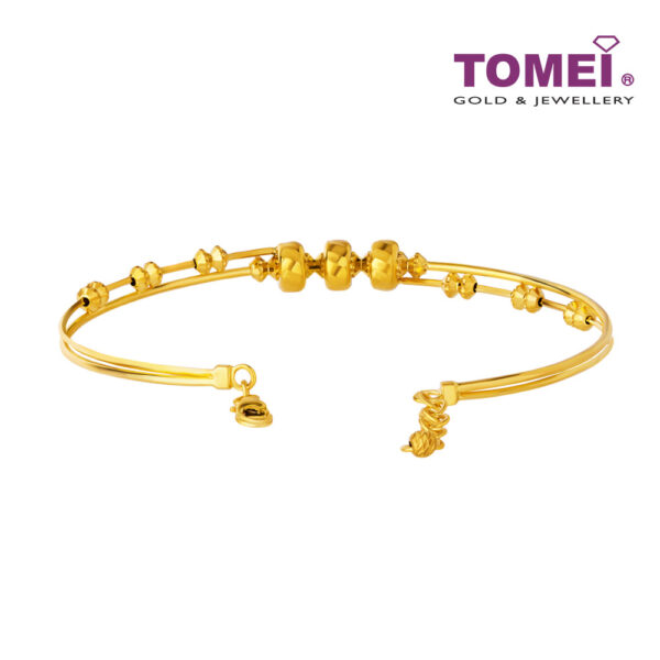TOMEI Beads Bangle, Yellow Gold 916
