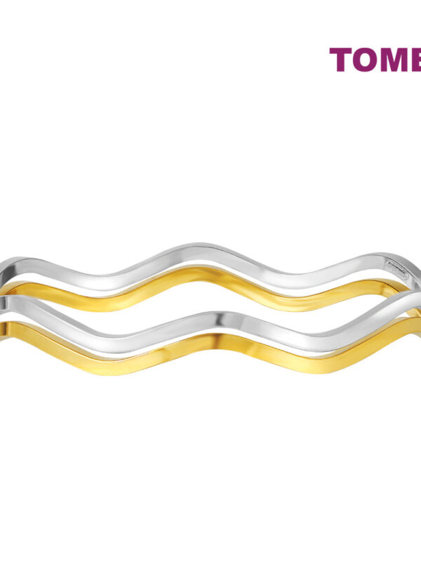 TOMEI Dual-Tone Wavy Bangle, Yellow Gold 916