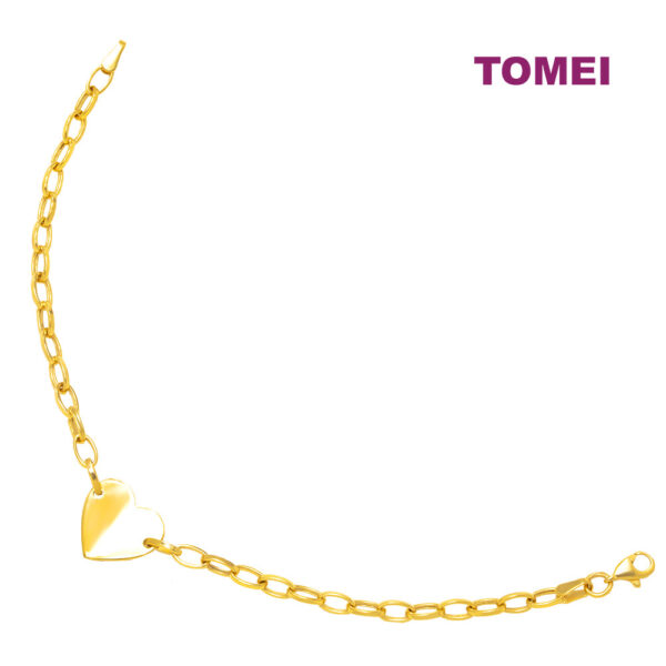 TOMEI Lusso Italia Chain With Heart Bracelet, Yellow Gold 916